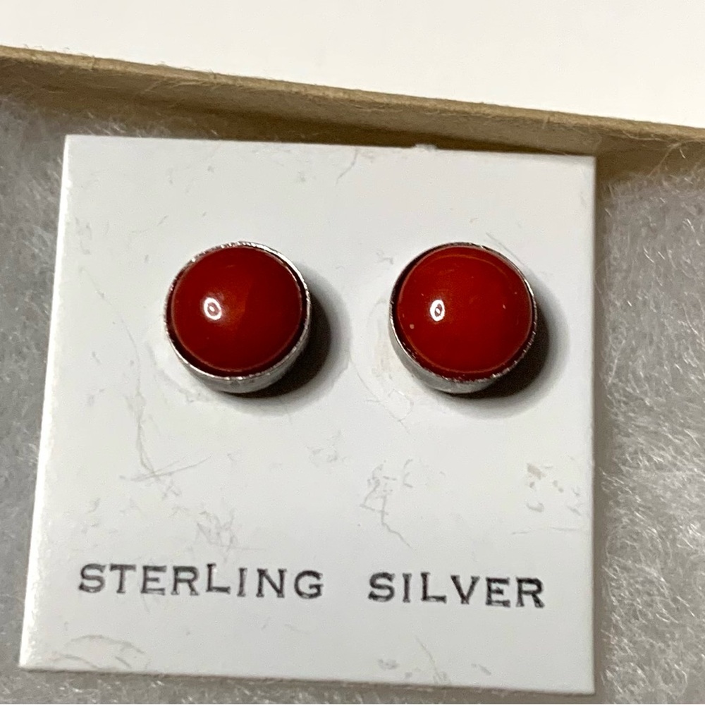 Sterling Silver Red Earrings